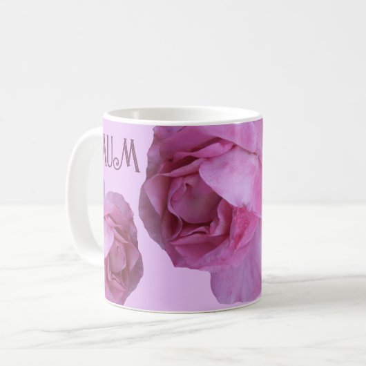 Happy Moederdag  roze rose bloemenmam plezier Koffiemok (Voorkant links)