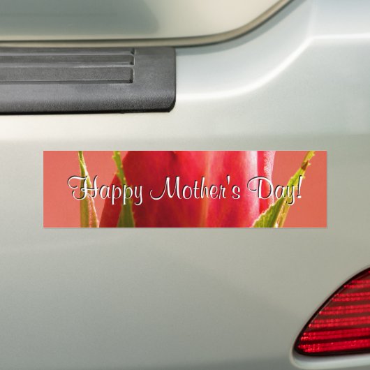 Happy Moederdag Roze Rose I Bumpersticker (Op auto)