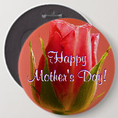 Happy Moederdag Roze Rose I Ronde Button 6,0 Cm (Voorkant /achterkant)