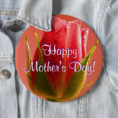 Happy Moederdag Roze Rose I Ronde Button 6,0 Cm (In situ)