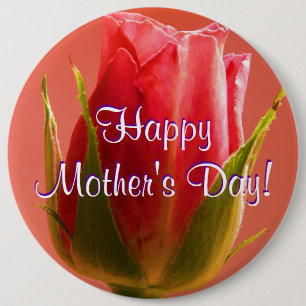 Happy Moederdag Roze Rose I Ronde Button 6,0 Cm