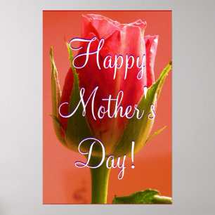 Happy Moederdag Roze Rose Poster