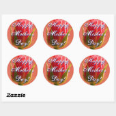 Happy Moederdag Roze Rose Ronde Sticker (Vel)