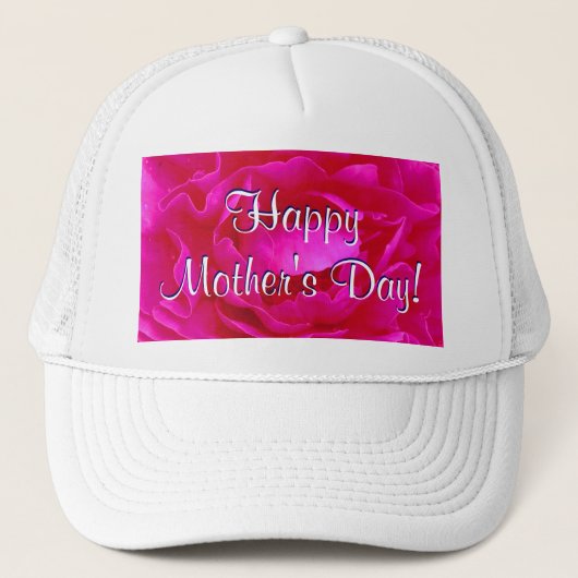 Happy Moederdag Roze Rose Trucker Pet (Voorkant)