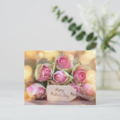 Happy Moederdag roze Roses Briefkaart (Staand voorkant)