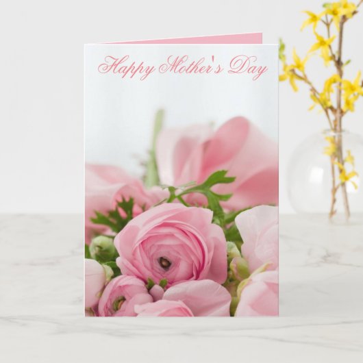 Happy Moederdag roze Roses Kaart (Gele Bloem)