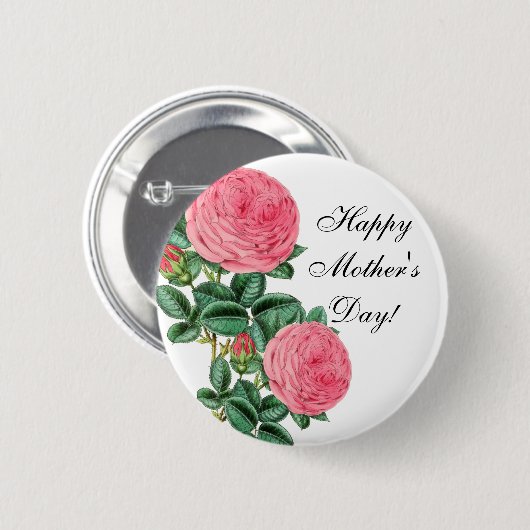Happy Moederdag roze Roses Ronde Button 5,7 Cm (Voorkant /achterkant)