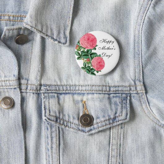 Happy Moederdag roze Roses Ronde Button 5,7 Cm (In situ)