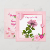 Happy Moederdag roze Roses Waterverf Floral Feestdagenkaart (Voorkant / Achterkant)