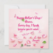 Happy Moederdag roze Roses Waterverf Floral Feestdagenkaart (Achterkant)