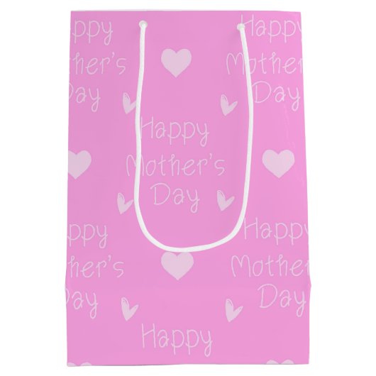 Happy Moederdag roze script Medium Cadeauzakje (Achterkant)