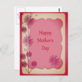 Happy Moederdag roze sierstrim en Dandelion Seeds Briefkaart (Voorkant / Achterkant)