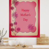 Happy Moederdag roze sierstrim en Dandelion Seeds Poster (Keuken)