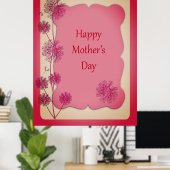 Happy Moederdag roze sierstrim en Dandelion Seeds Poster (Thuiskantoor)