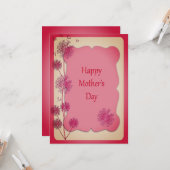 Happy Moederdag roze sierstrip Dandelion Seeds Fla Kaart (Voorkant / Achterkant in situ)