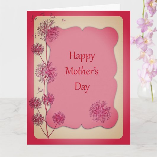 Happy Moederdag Roze Trim & Dandelion Seeds Big Kaart (Orchidee)