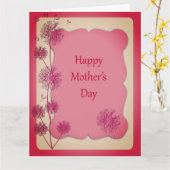 Happy Moederdag Roze Trim & Dandelion Seeds Big Kaart (Gele Bloem)