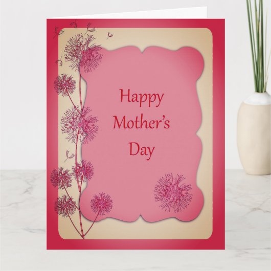 Happy Moederdag Roze Trim & Dandelion Seeds Big Kaart (Voorkant)