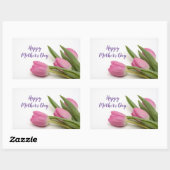 Happy Moederdag roze Tulips Rechthoekige Sticker (Vel)