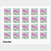 Happy moederdag roze tulpen banner vierkante sticker (Vel)