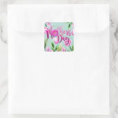 Happy moederdag roze tulpen banner vierkante sticker (Tas)