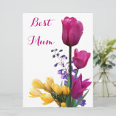 Happy Moederdag  roze tulpen bloemenliefde Feestdagenkaart (Staand voorkant)