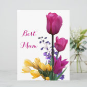 Happy Moederdag roze tulpen bloemenliefde Feestdagenkaart (Staand voorkant)