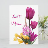 Happy Moederdag  roze tulpen bloemenliefde Feestdagenkaart (Staand voorkant)