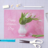 Happy Moederdag roze tulpen in vase Tissuepapier (Craft)