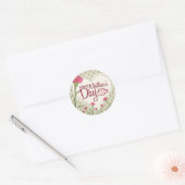 Happy Moederdag - Roze Vintage Ronde Sticker (Envelop)