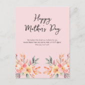 Happy Moederdag Roze Waterverf Bloemenscript Feestdagenkaart (Voorkant)
