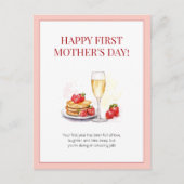 Happy Moederdag Roze Waterverf Eerste keer mama Feestdagenkaart (Voorkant)