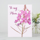 Happy Moederdag roze wilde bloem boho bloemen Feestdagenkaart (Staand voorkant)