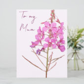 Happy Moederdag roze wilde bloem boho bloemen Feestdagenkaart (Staand voorkant)