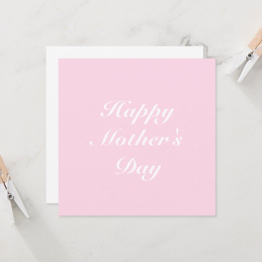 Happy Moederdag roze witte elegant script chic Kaart (Voorkant / Achterkant in situ)