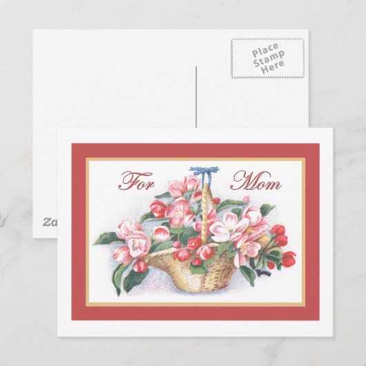 Happy Moederdag Rozen Briefkaart (Voorkant / Achterkant)