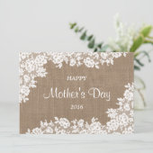 Happy Moederdag | Rustic Burlap & White Lace Kaart (Staand voorkant)