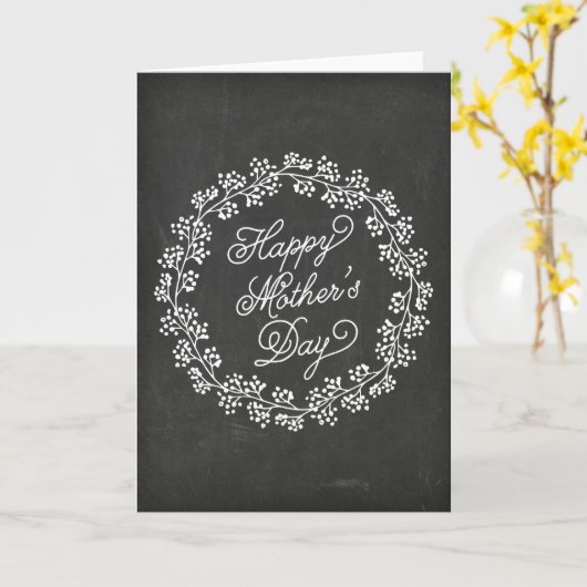 Happy Moederdag Rustic Chalkboard Kaart (Gele Bloem)