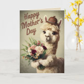 Happy Moederdag Schattige Alpaca Dier Kaart (Gele Bloem)
