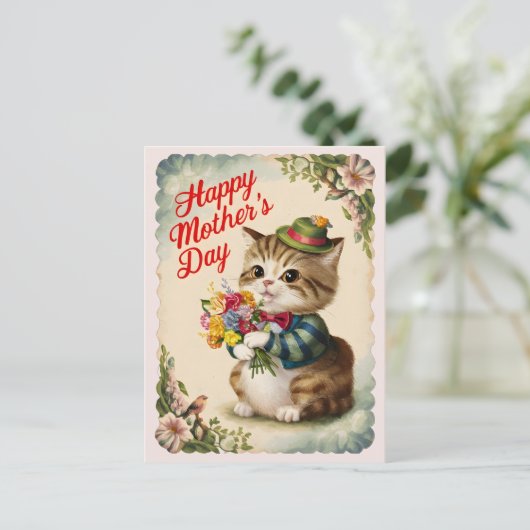 Happy Moederdag Schattige  Cat Briefkaart (Staand voorkant)