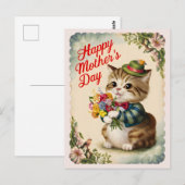 Happy Moederdag Schattige  Cat Briefkaart (Voorkant / Achterkant)