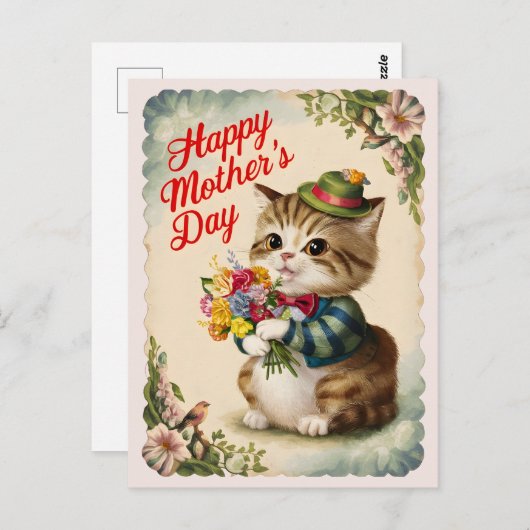 Happy Moederdag Schattige  Cat Briefkaart (Voorkant / Achterkant)