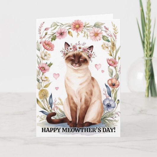 Happy Moederdag Schattige  Cat Feestdagen Kaart (Voorkant)