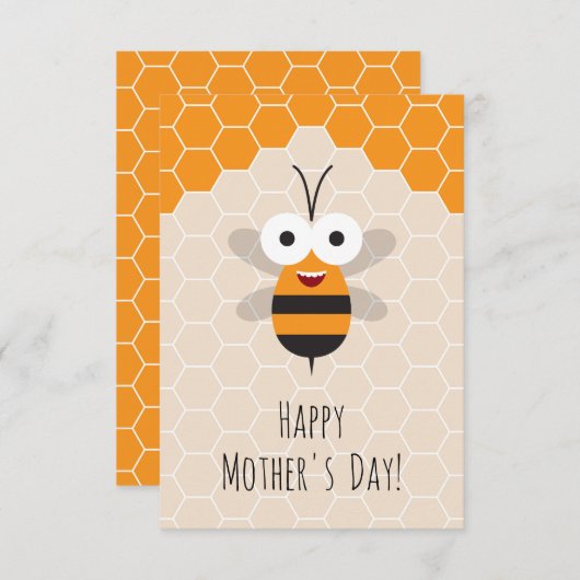 Happy Moederdag Schattige Honey Bee Honeycomb Bedankkaart (Voorkant / Achterkant)