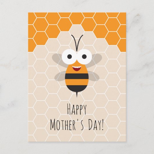Happy Moederdag Schattige Honey Bee Honeycomb Briefkaart (Voorkant)