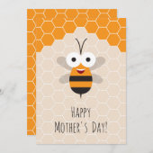 Happy Moederdag Schattige Honey Bee Honeycomb Feestdagenkaart (Voorkant / Achterkant)