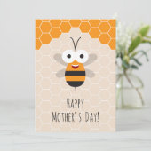 Happy Moederdag Schattige Honey Bee Honeycomb Feestdagenkaart (Staand voorkant)