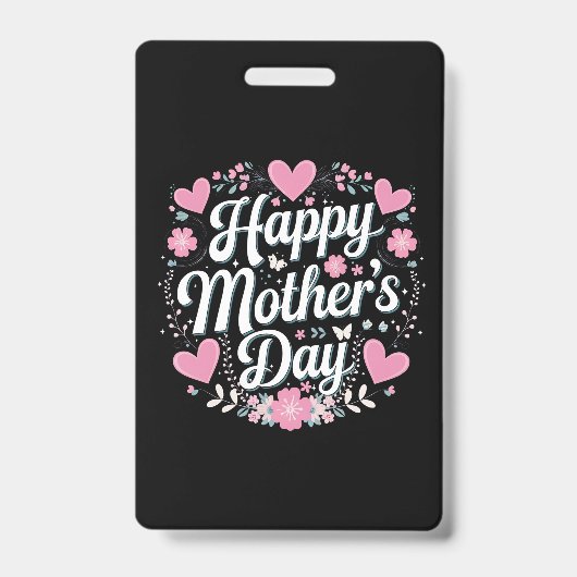 Happy Moederdag Schattigee Bloemen Moeder Oma Badge (Voorzijde)