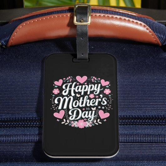 Happy Moederdag Schattigee Bloemen Moeder Oma Bagagelabel (Voorkant Insitu 2)