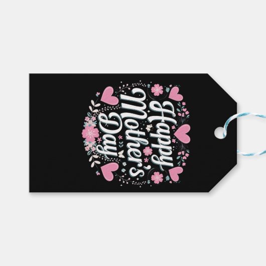 Happy Moederdag Schattigee Bloemen Moeder Oma Cadeaulabel (Voorkant (Horizontaal))